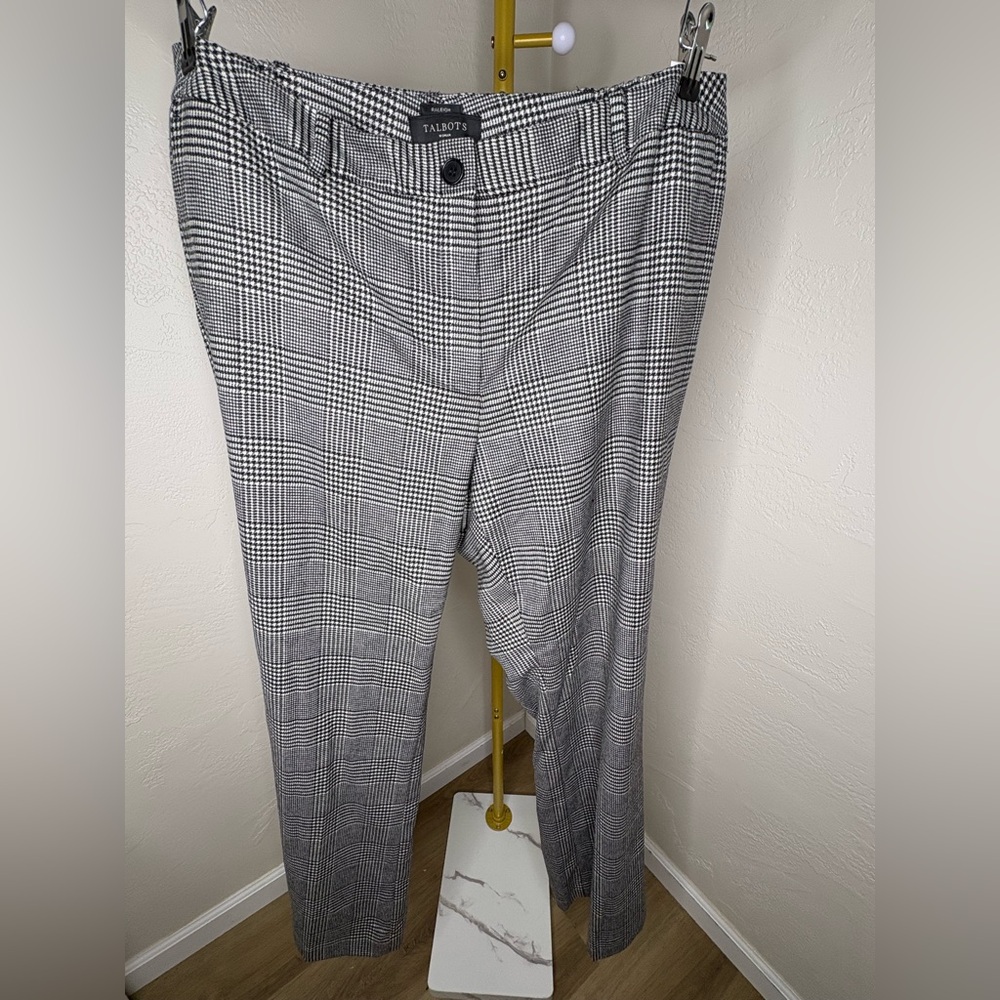 Talbots Wool Dress Pants Size 16W Career Office Work Trousers Houndstooth